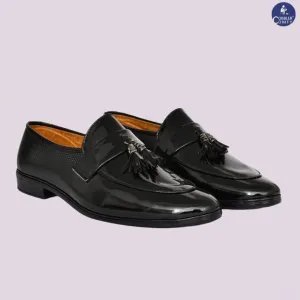Tussled Shiny Loafers for Men  Black