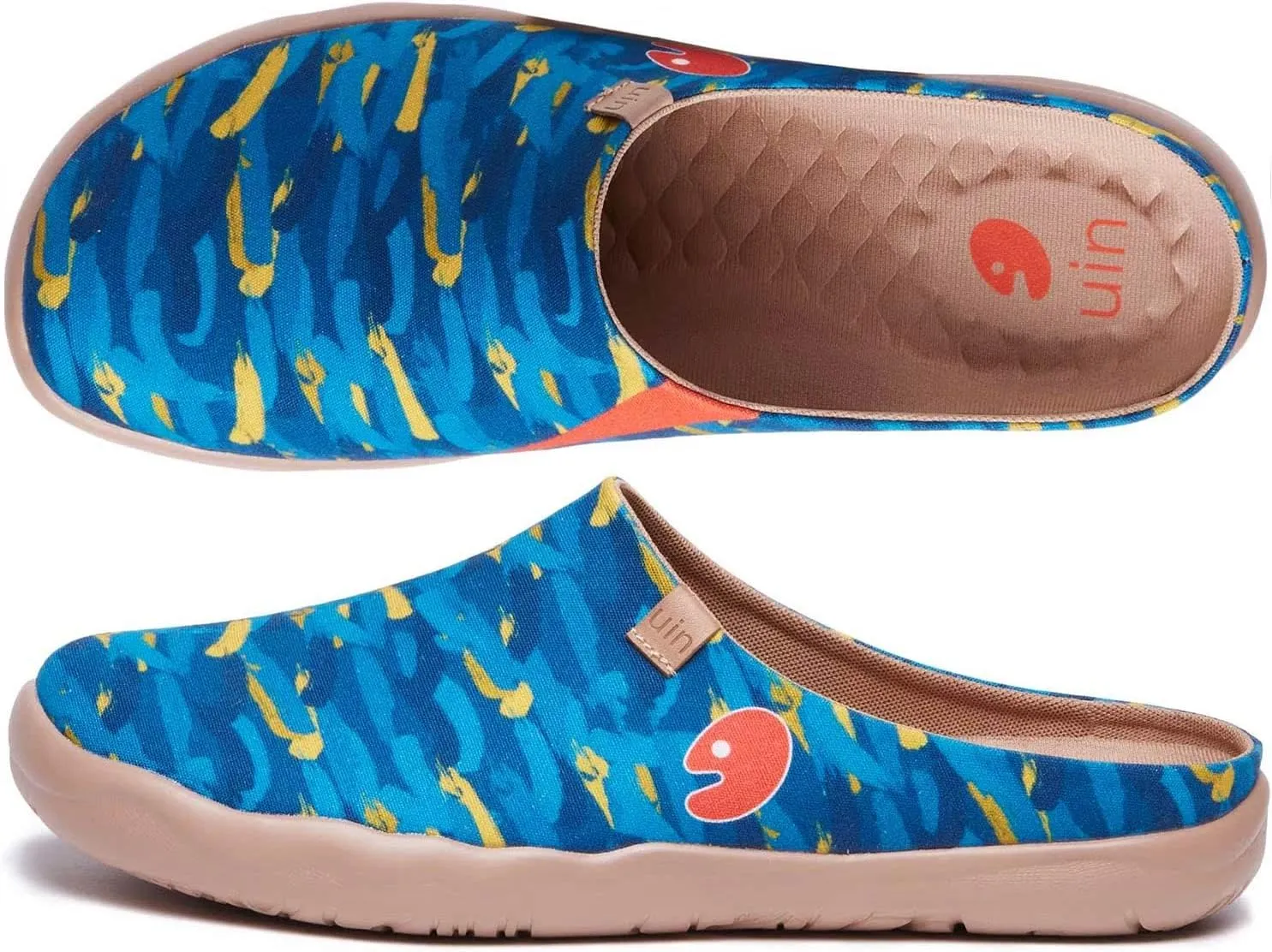 UIN Men's Painted Slipper Lightweight Comfort Mules Walking Casual Household Slip Ons Art Travel Shoes Malaga