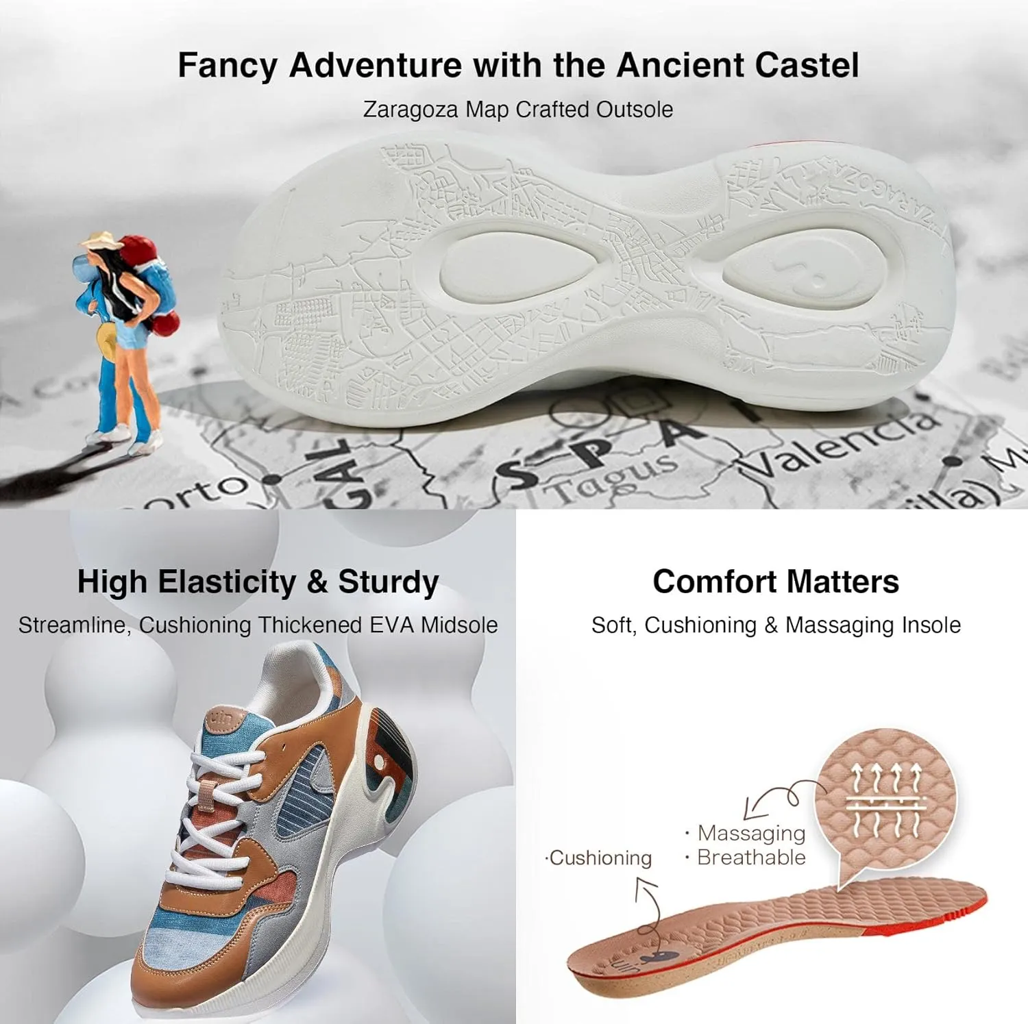 UIN Women's Travel Walking Shoes Art Painted Slip Ons Casual Lightweight Comfortable Chunky Fashion Sneaker Zaragoza Series