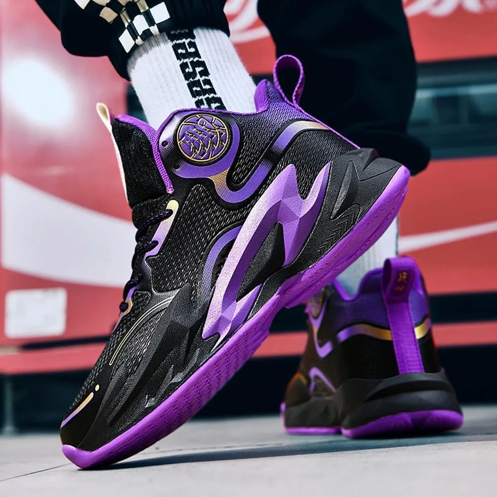 Unisex High Top Breathable Mesh Basketball Shoes Lightweight Shock Absorption and Training Sneakers