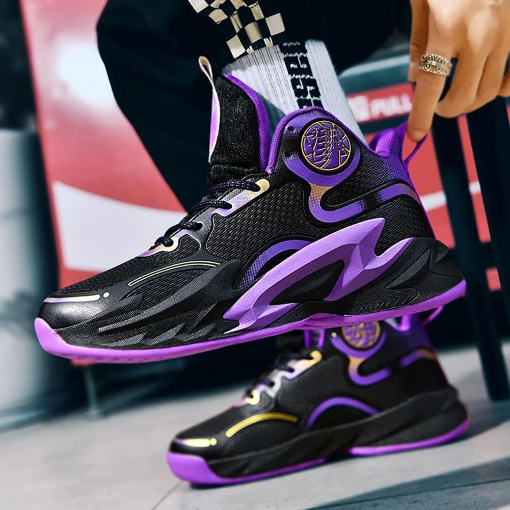 Unisex High Top Breathable Mesh Basketball Shoes Lightweight Shock Absorption and Training Sneakers