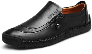 UPIShi Mens Driving Oxford Leather Casual Slip-on Sneaker Stitched Flats Penny Loafers Lightweight Shoes