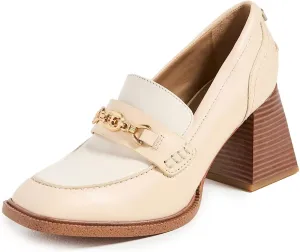Vamp Loafer Heel Shoes Gold Buckle Quincy Ivory Sam Special collections Eggshell/Modern Reliable performance Tone Edelman
