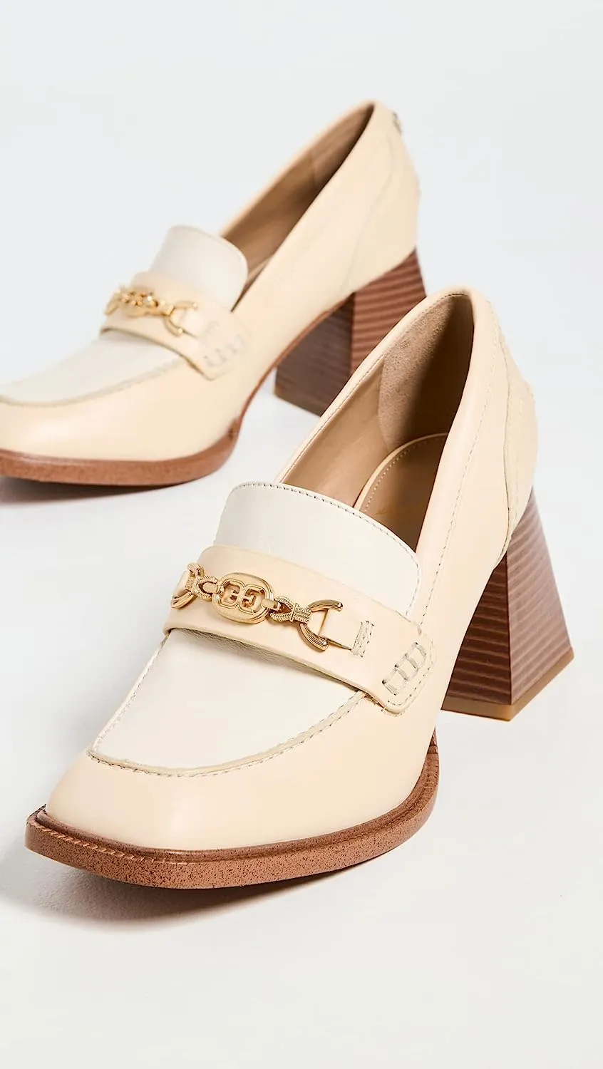 Vamp Loafer Heel Shoes Gold Buckle Quincy Ivory Sam Special collections Eggshell/Modern Reliable performance Tone Edelman