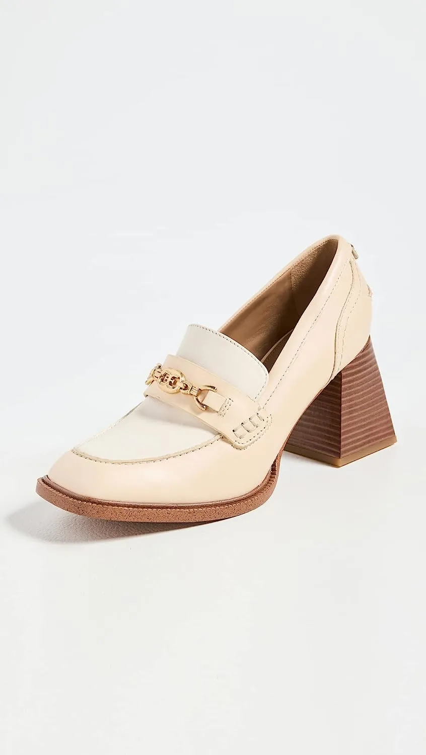 Vamp Loafer Heel Shoes Gold Buckle Quincy Ivory Sam Special collections Eggshell/Modern Reliable performance Tone Edelman