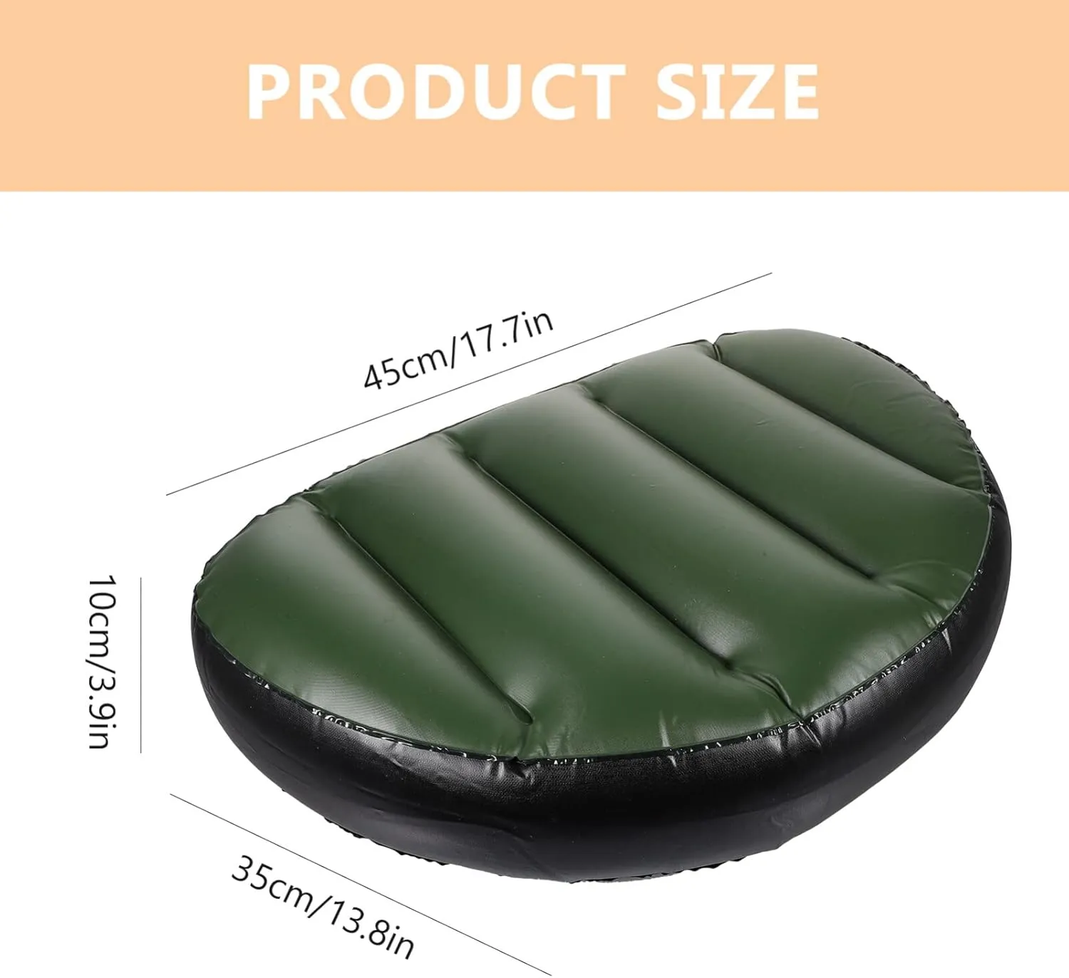 VANZACK Inflatable Boat Seat Cushion, PVC Soft Kayak Cushion, Adjustable Inflatable Seat for Boating, Canoeing, Camping, Green, 17.71 X 13.77 X 3.93 Inches