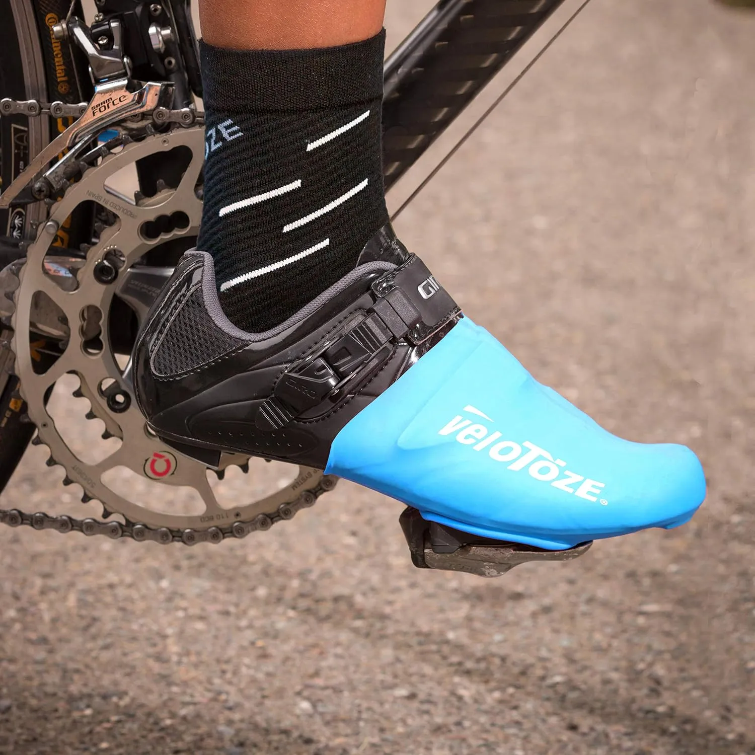 veloToze Toe Cover for Road Cycling Shoes - Keep feet Warmer in Cool, Spring and Fall Weather; Wear on Cleated Road Cycling Shoes - for Men and Women