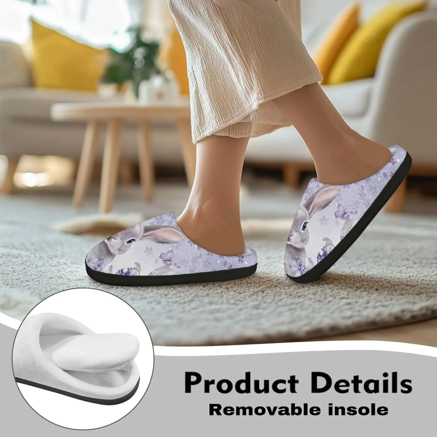 Veniyate House Slippers for Women Size 5.5-12 Anti-slip Winter Warm Sandals