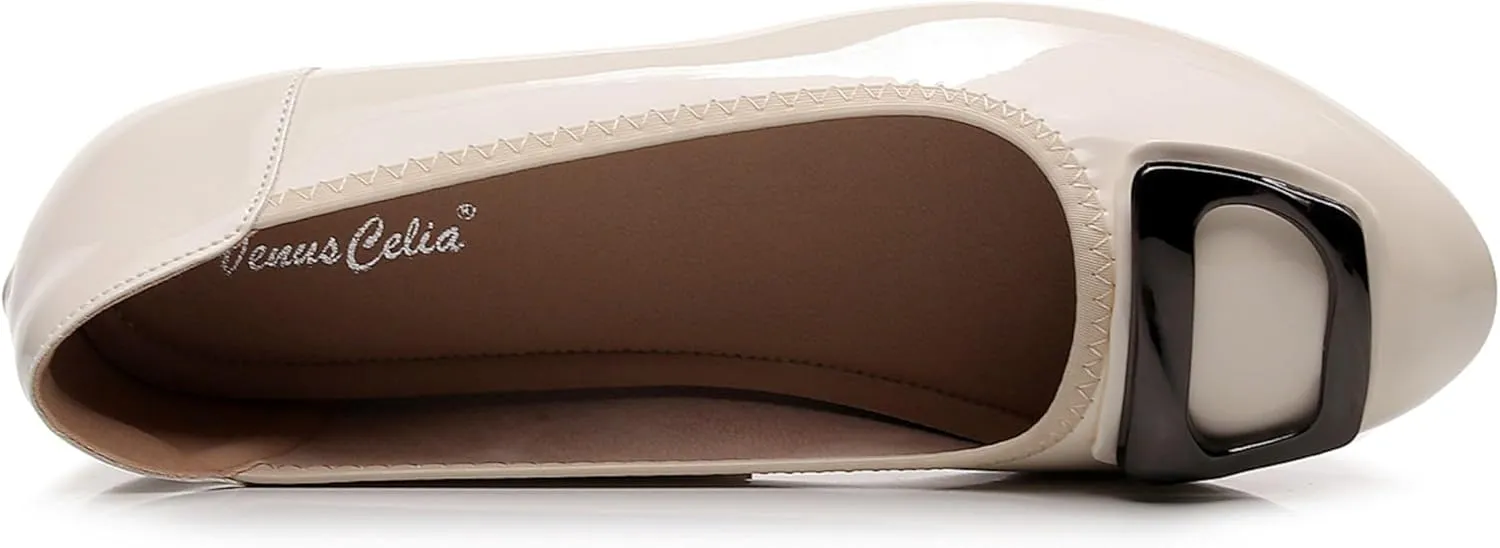 VenusCelia Women's Buckle Dance Flats Shoe