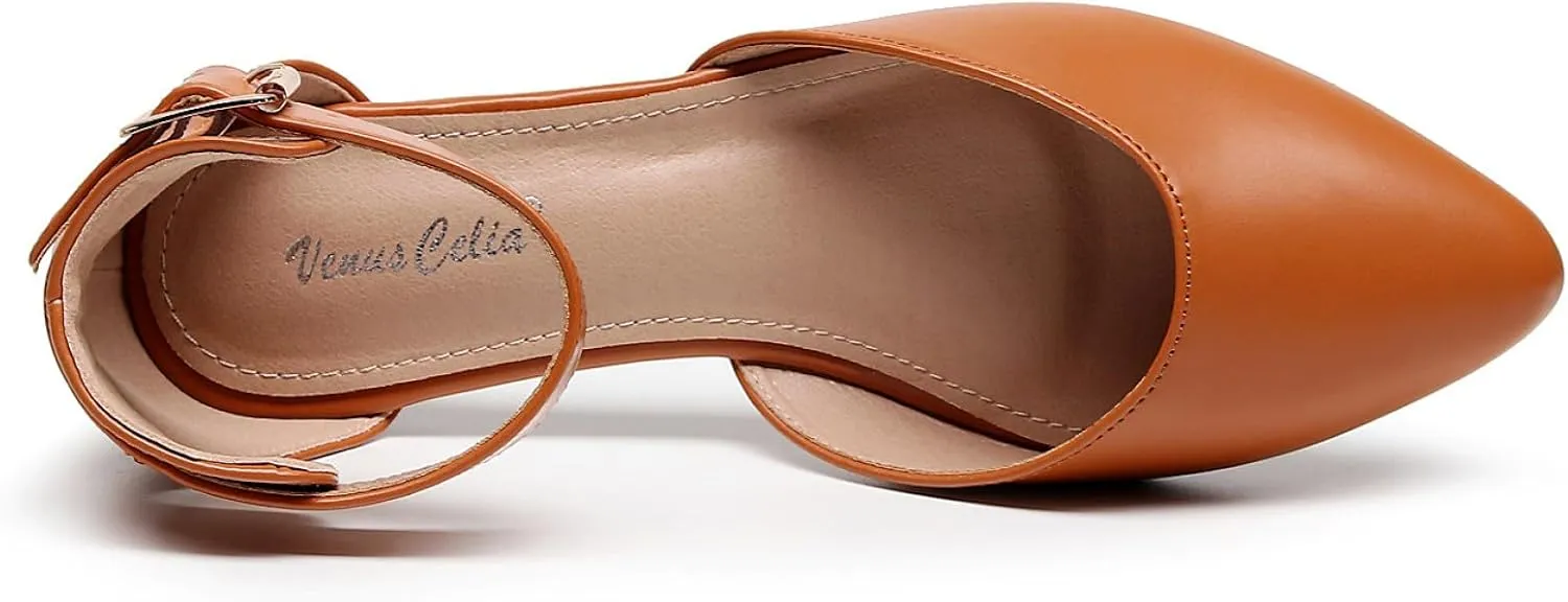 VenusCelia Women's D'Orsay Strap Flat Shoe