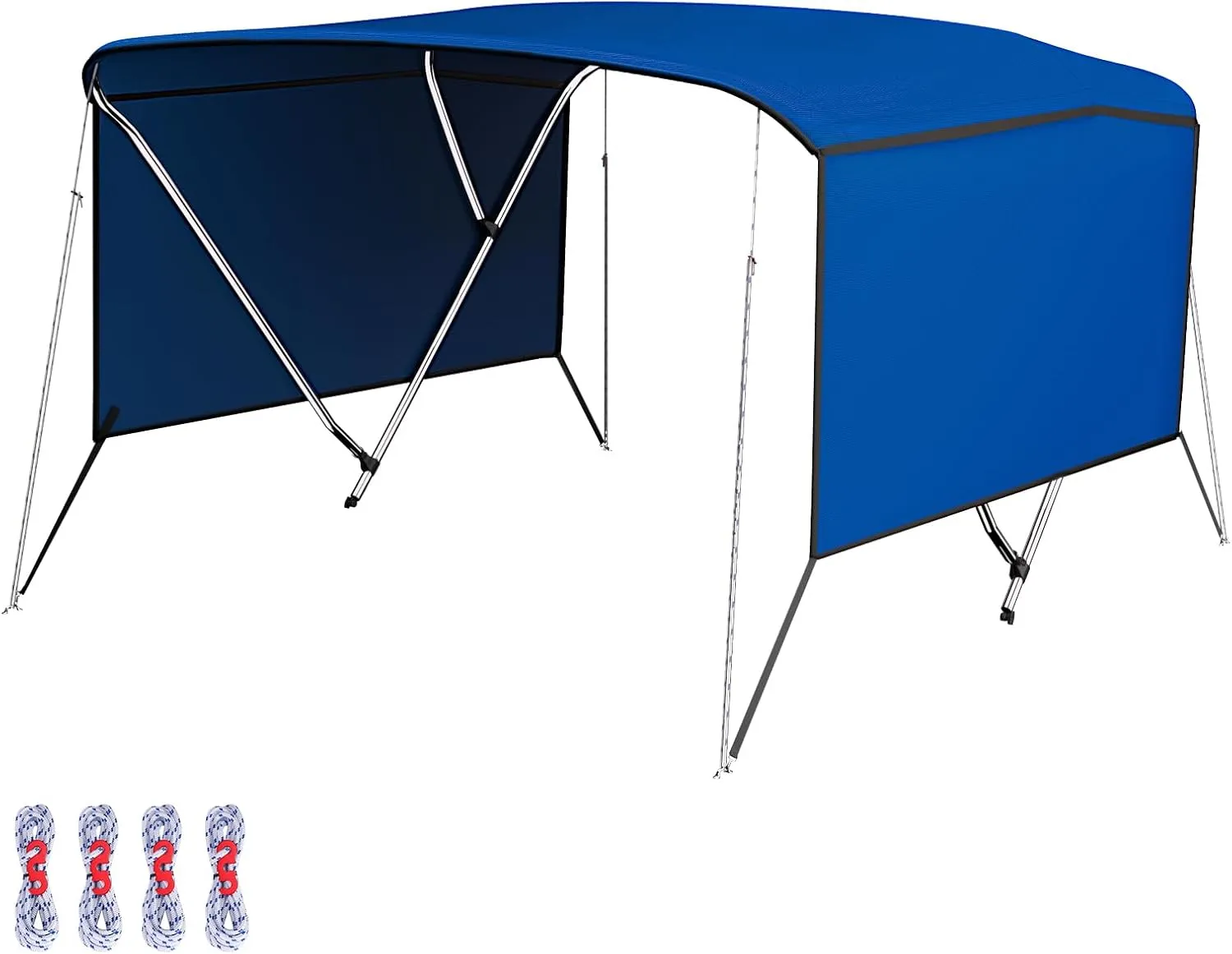 Versatile 3 Bow Boat Bimini Top with Removable Side Curtains, Durable Marine-Grade Canvas, Adjustable Support Poles, and Easy Installation for Optimal Sun Protection and Comfort