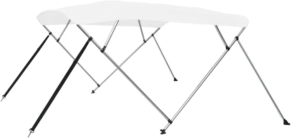vidaXL Bimini Top, Boat Top with 4 Bow Design, UV-Resistant Sailing Boat Canopy Boat Canvas for Motorboat, Bimini Top for Sports Boat, White