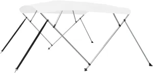 vidaXL Bimini Top, Boat Top with 4 Bow Design, UV-Resistant Sailing Boat Canopy Boat Canvas for Motorboat, Bimini Top for Sports Boat, White