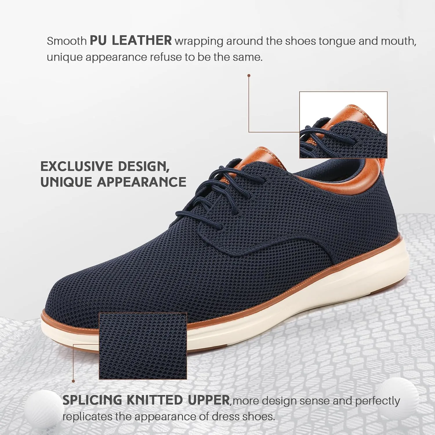 VILOCY Men's Wide Casual Dress Oxfords Business Shoes Fashion Sneakers Mesh Breathable Comfortable Walking Shoes