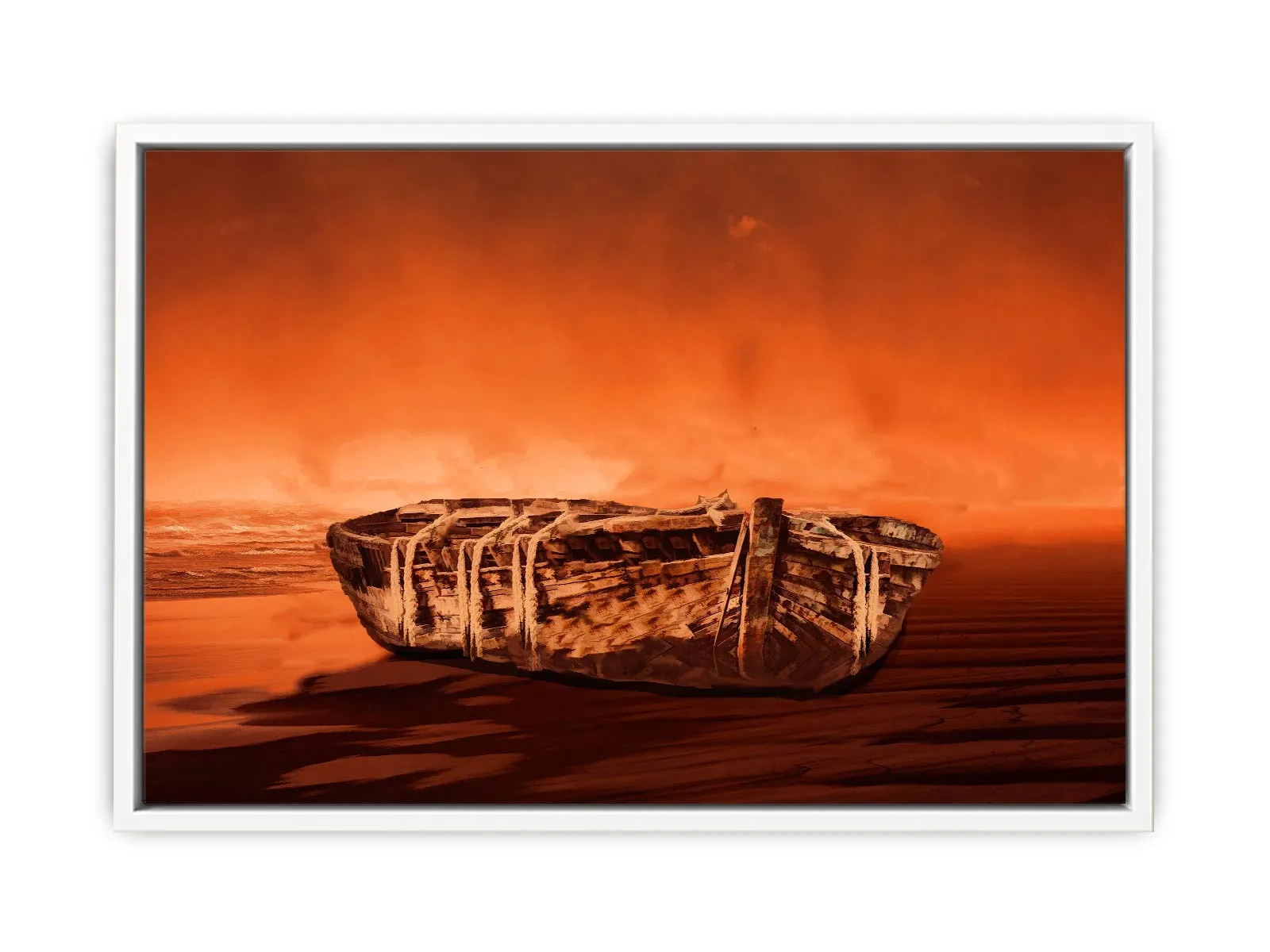 Vintage Boat Oil Painting