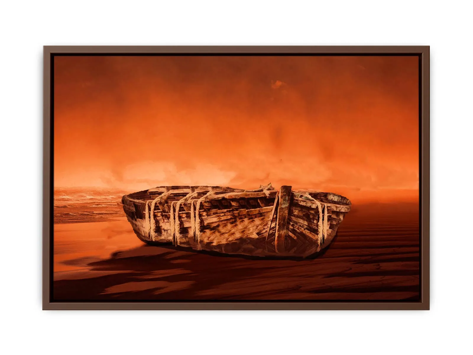 Vintage Boat Oil Painting