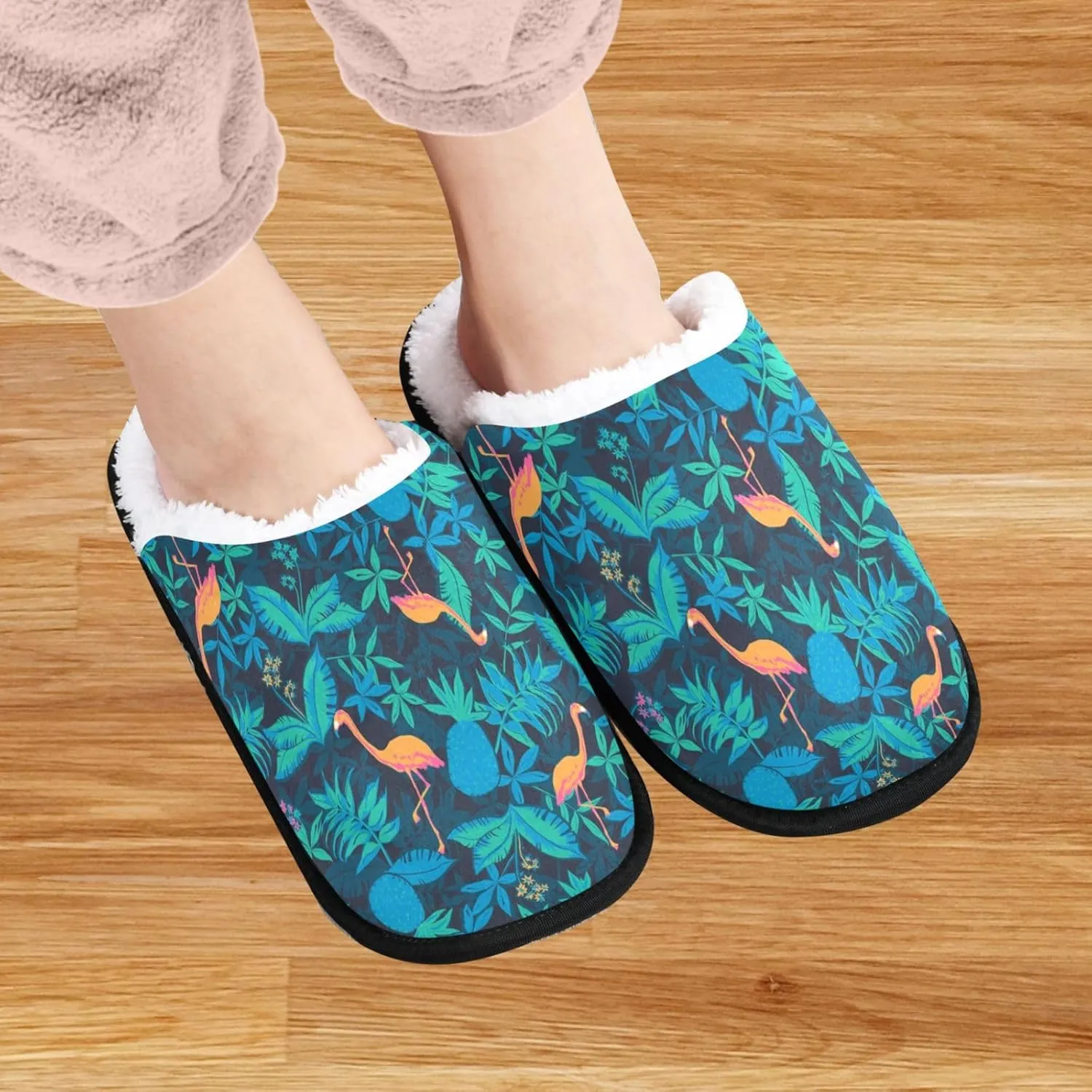 visesunny Tropical Rain Forest Nature Cozy Fuzzy Mens Womens Memory Foam House Slippers Plush Fleece Indoor Outdoor Slipper Medium