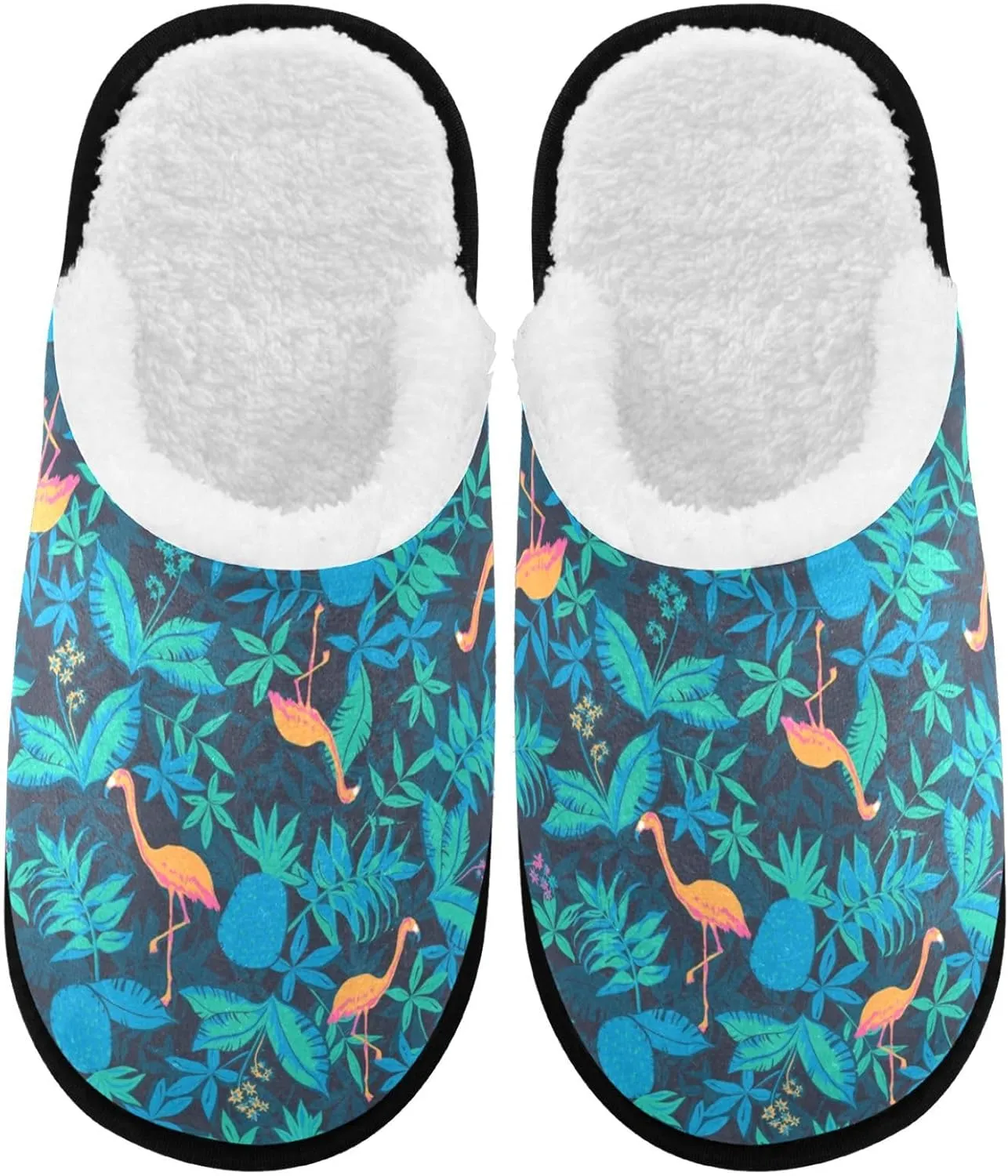 visesunny Tropical Rain Forest Nature Cozy Fuzzy Mens Womens Memory Foam House Slippers Plush Fleece Indoor Outdoor Slipper Medium
