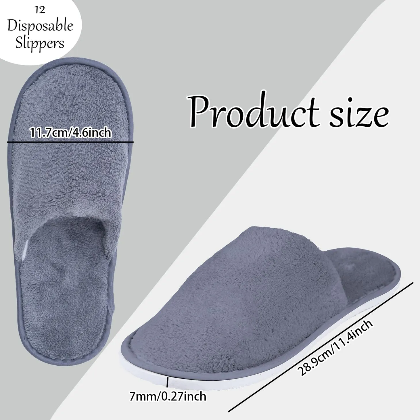VOCHIC 12 Pair House Slippers for Guest, 7mm Sole Non Slip Disposable Slipper for Travel, Washable Reusable, Spa Slippers for Women Men Hotel, Indoor, Shoeless House, Home, Bathroom, Party, Wedding