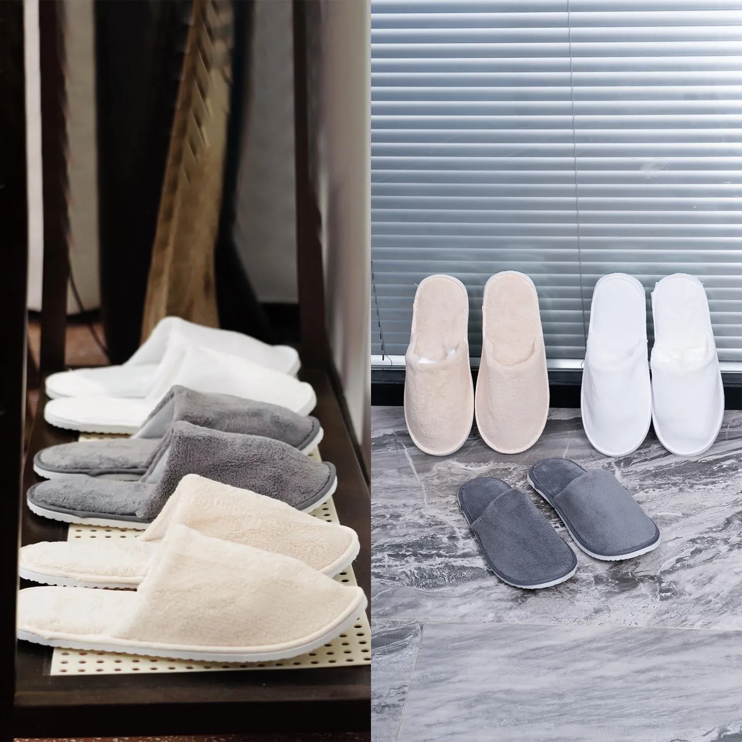 VOCHIC 12 Pair House Slippers for Guest, 7mm Sole Non Slip Disposable Slipper for Travel, Washable Reusable, Spa Slippers for Women Men Hotel, Indoor, Shoeless House, Home, Bathroom, Party, Wedding