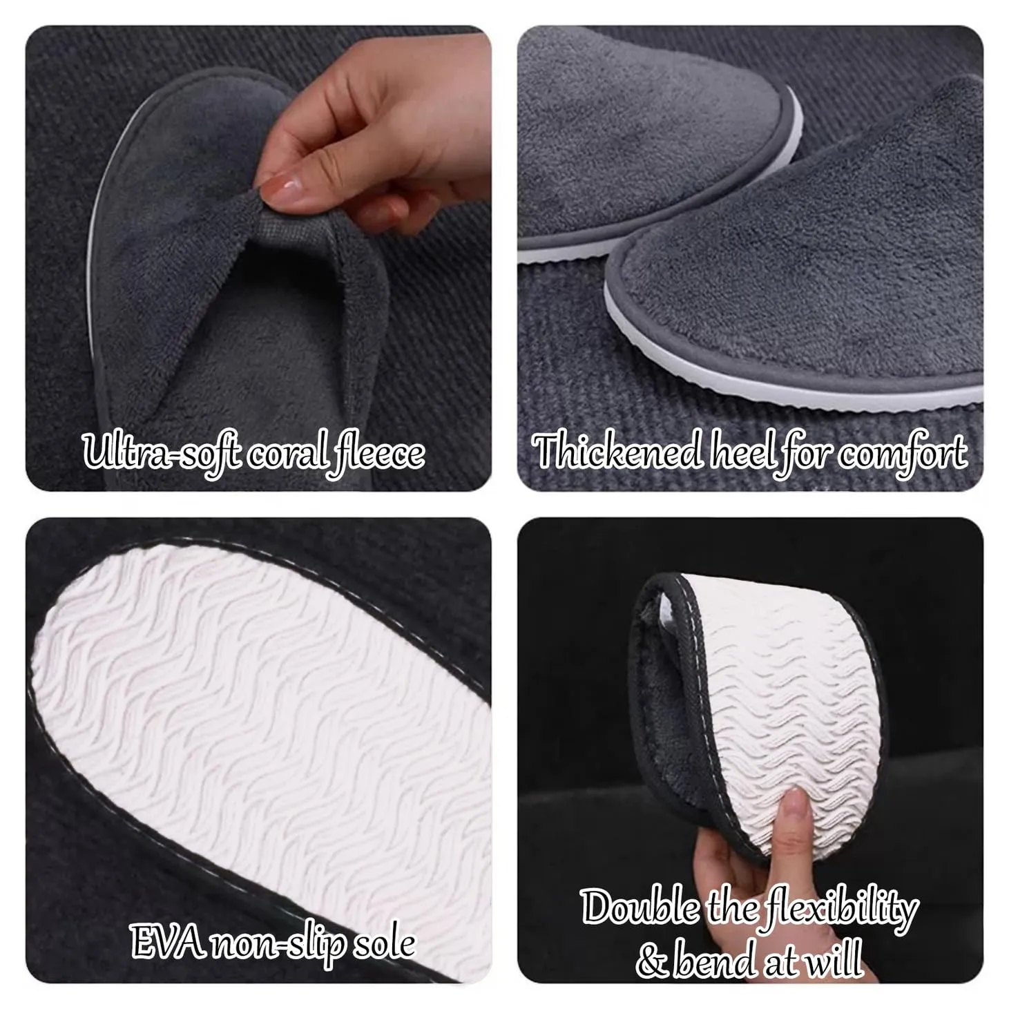 VOCHIC 12 Pair House Slippers for Guest, 7mm Sole Non Slip Disposable Slipper for Travel, Washable Reusable, Spa Slippers for Women Men Hotel, Indoor, Shoeless House, Home, Bathroom, Party, Wedding