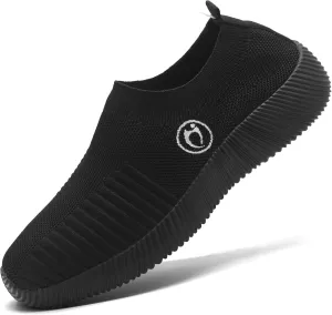 Walking Shoes Women Fashion Black Slip on Sneakers Womens Mesh Lightweight Breathable Sock Shoe Comfortable Platform Athletic
