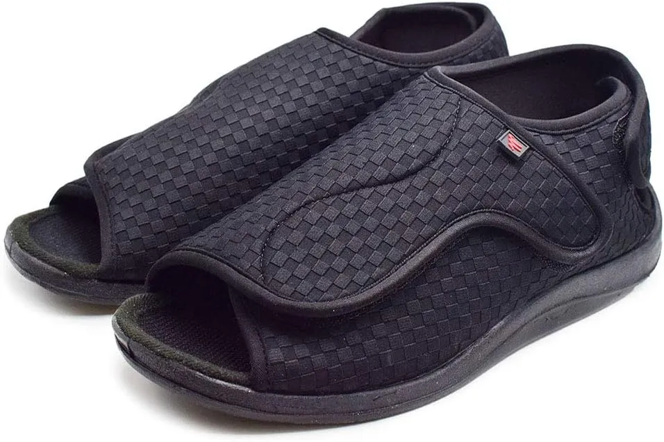 W&LESVAGO Women's Diabetic Slippers, Soft Breathable Fish Mouth Flatform Sandals, Wide Width Adjustable Edema Shoes for Elderly