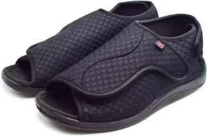 W&LESVAGO Women's Diabetic Slippers, Soft Breathable Fish Mouth Flatform Sandals, Wide Width Adjustable Edema Shoes for Elderly