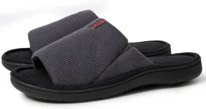 Washable Men's Open Toe House Slippers Lightweight Elastic Top Comfy Slip on Indoor Slippers for Men Breathable Non-Slip Soft Bedroom for All Season Black GreyBlack NavyBlue US8-14