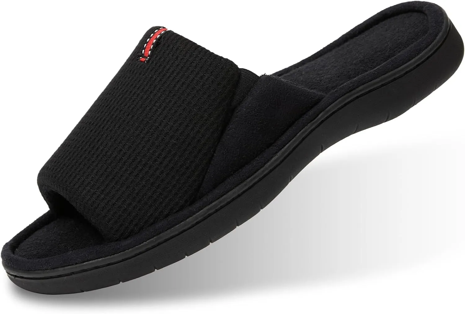 Washable Men's Open Toe House Slippers Lightweight Elastic Top Comfy Slip on Indoor Slippers for Men Breathable Non-Slip Soft Bedroom for All Season Black GreyBlack NavyBlue US8-14