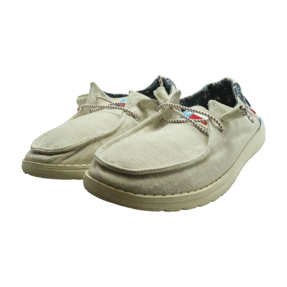 Wendy- Texas Canvas Ivory Boat Shoe Flats