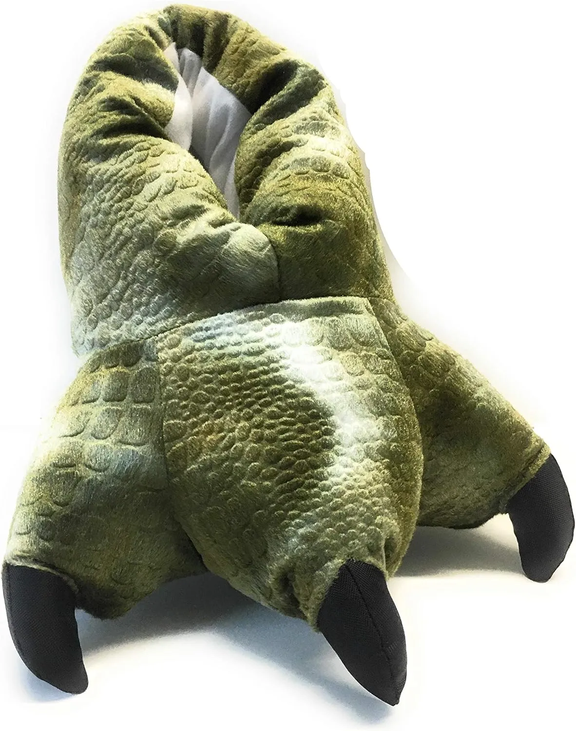 Wild Ones Furry Animal Claw Slippers for Toddlers, Kids and Adults (S Small Youth Toddlers and Kids Sizes 9 to 2, Green Dino)