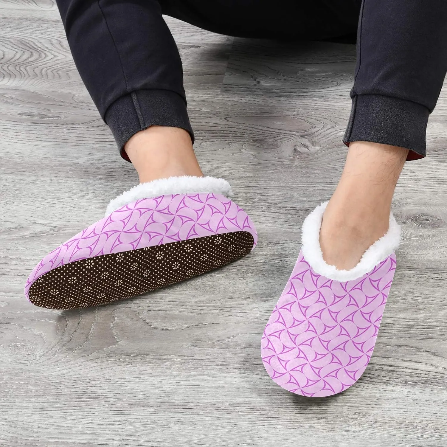 Winter House Slippers for Women/Men with Mandala Grid Element Cozy Fleece Slippers