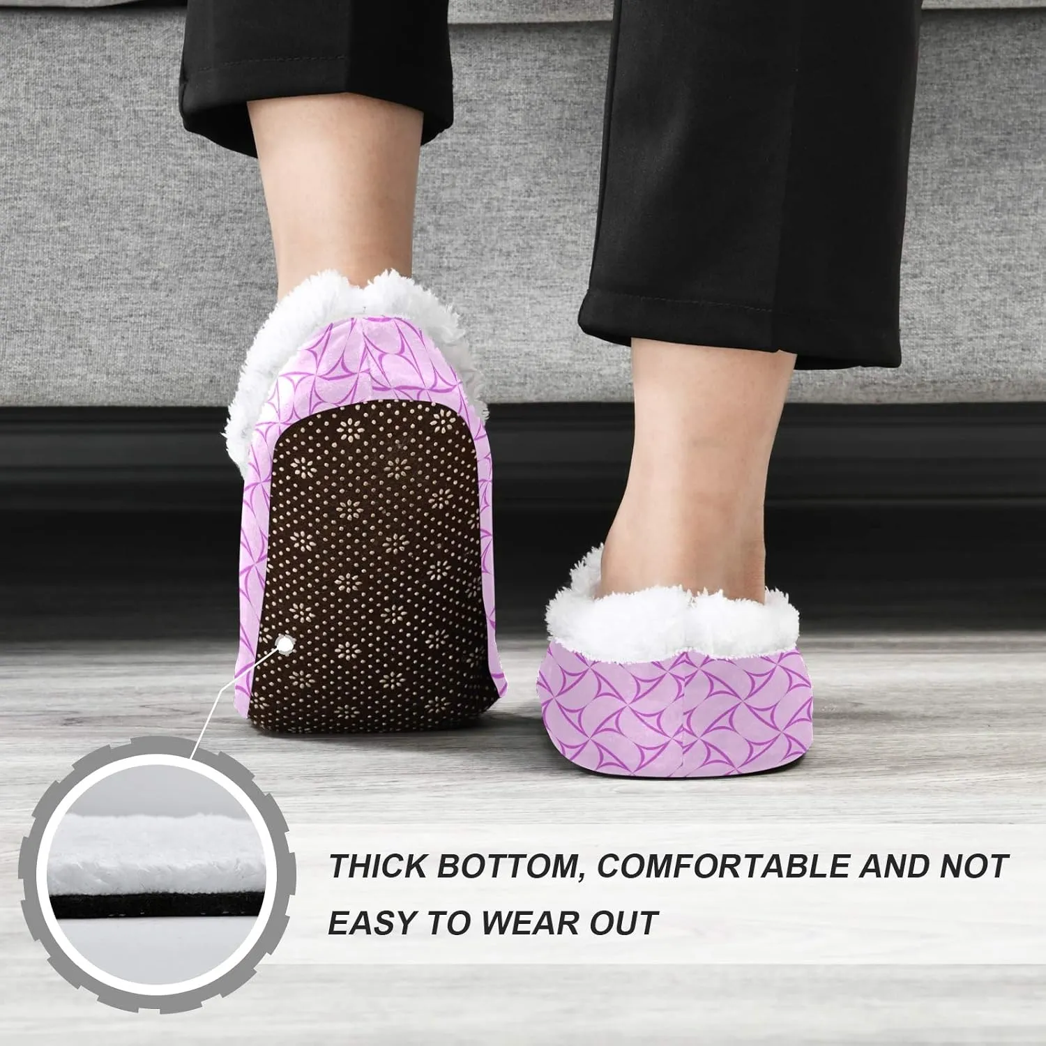 Winter House Slippers for Women/Men with Mandala Grid Element Cozy Fleece Slippers