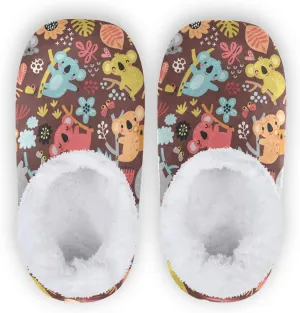 Winter House Slippers for Women/Men with Seamless Pattern with Fall Maple Leaves Element Cozy Fleece Slippers