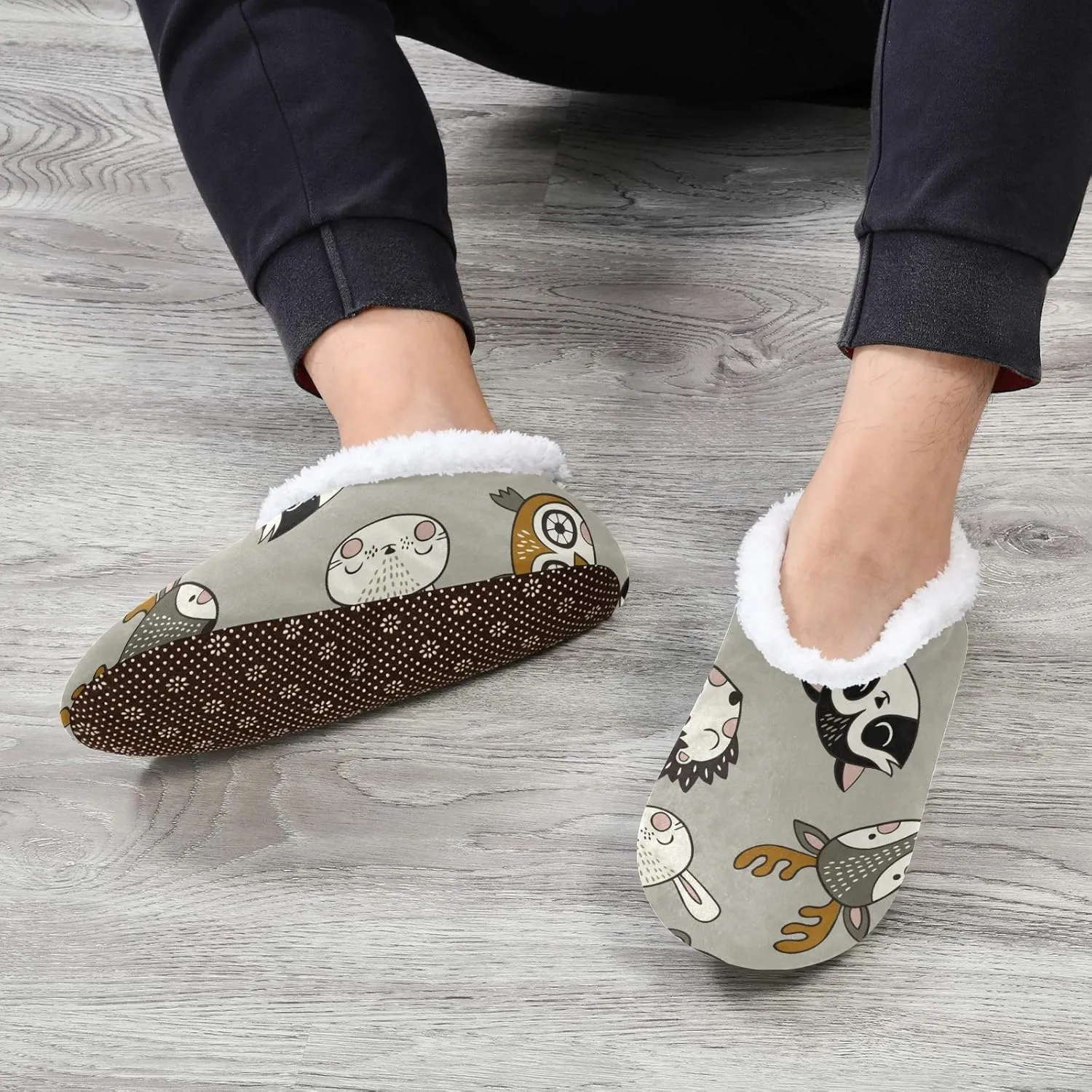 Winter House Slippers for Women/Men with Seamless Yellow Banana Pattern Element Cozy Fleece Slippers