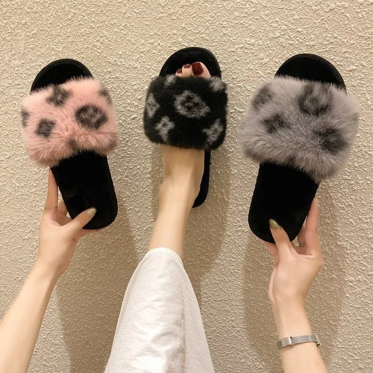 Winter Women Fashion Brand Woolen Warm Fur Slipper