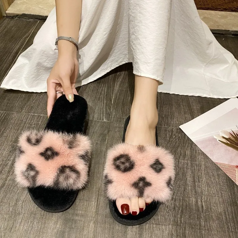 Winter Women Fashion Brand Woolen Warm Fur Slipper