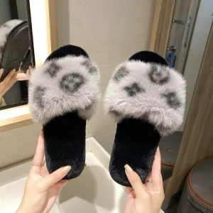 Winter Women Fashion Brand Woolen Warm Fur Slipper