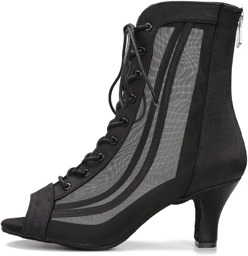 Women Ballroom Dance Boots Latin Salsa Dress Performance Practice Footwear 2.5inch Heels YT20