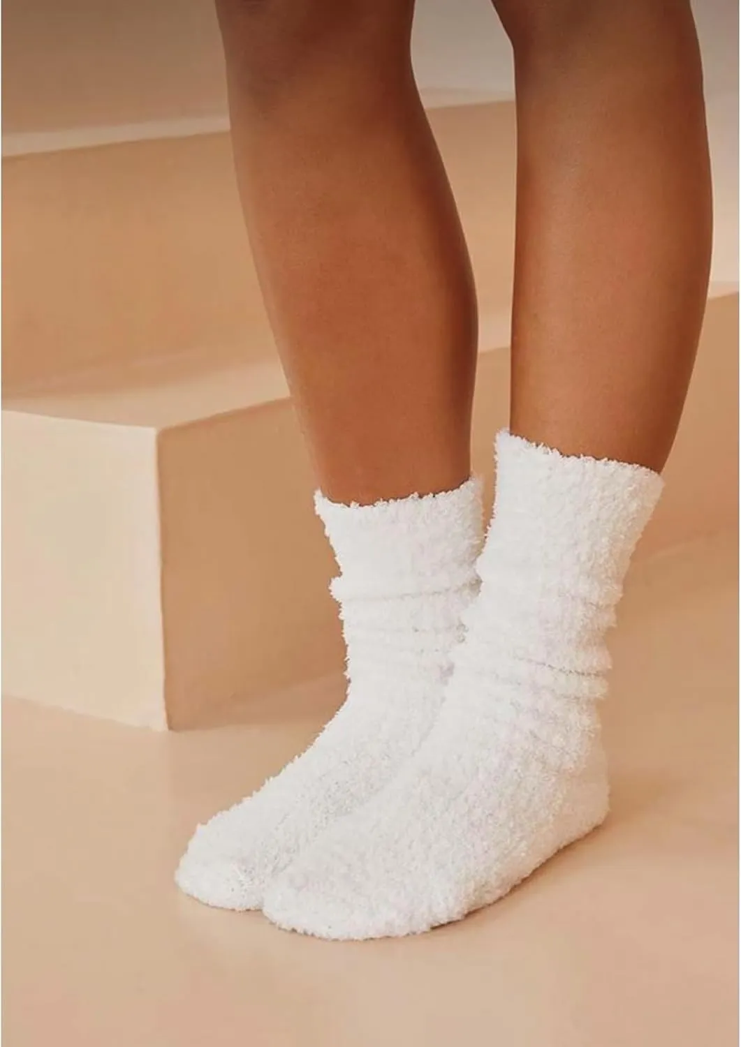 Women Fuzzy Socks Warm Fluffy Microfiber Ultra Soft Plush Socks Winter Warm Slipper Socks Christmas Spa Socks 4PACKS