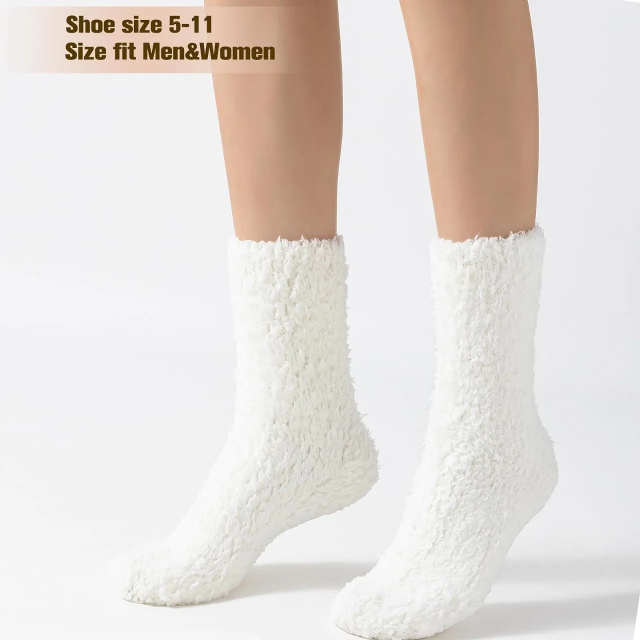 Women Fuzzy Socks Warm Fluffy Microfiber Ultra Soft Plush Socks Winter Warm Slipper Socks Christmas Spa Socks 4PACKS