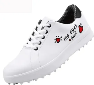 Women Golf Shoes, Golf Shoes, Ladies Waterproof Shoes, Korean Style All-Match White Shoes, Soft and Breathable (Color : White, Size : 5.5)