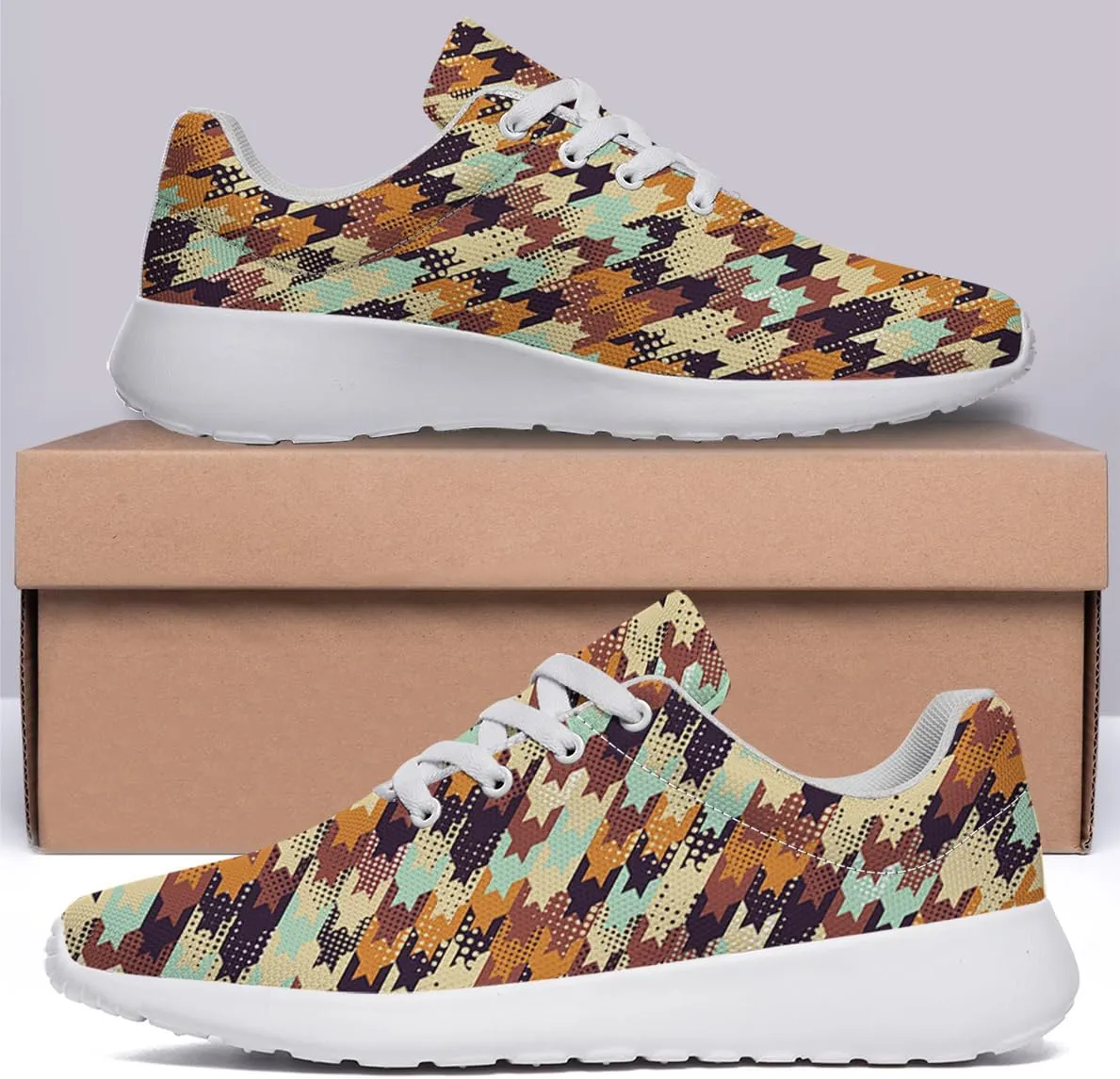 Women Men Colored Houndstooth Dots Shoes Personalited 3D Print Running Shoes Athletic Tennis Sneakers