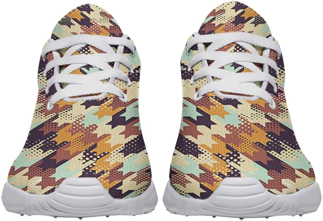 Women Men Colored Houndstooth Dots Shoes Personalited 3D Print Running Shoes Athletic Tennis Sneakers