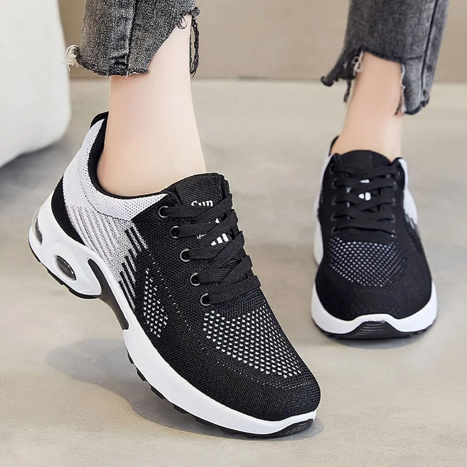 Women Running Shoes Arch Support Wide Sneakers Orthopedic Stretch Cushion Shoes Wide Width Toe Box Shoe Plantar Fasciitis Tennis Sneakers