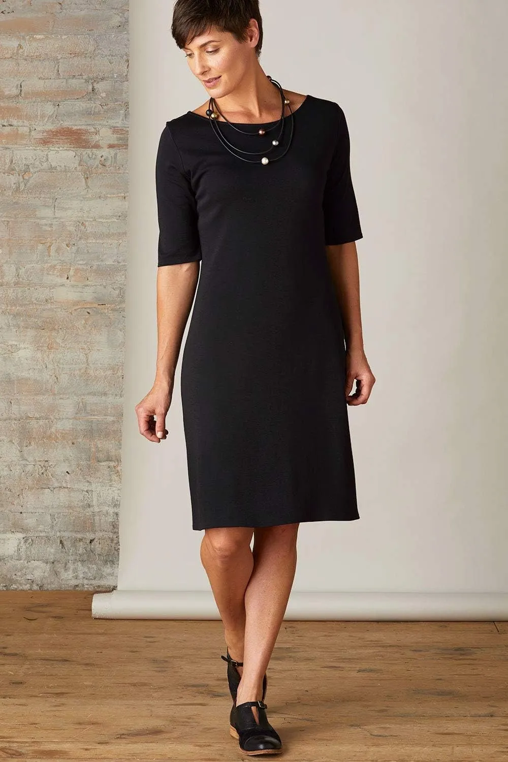 Women's 100% Organic Pima Cotton Half Sleeve Boat Neck Dress