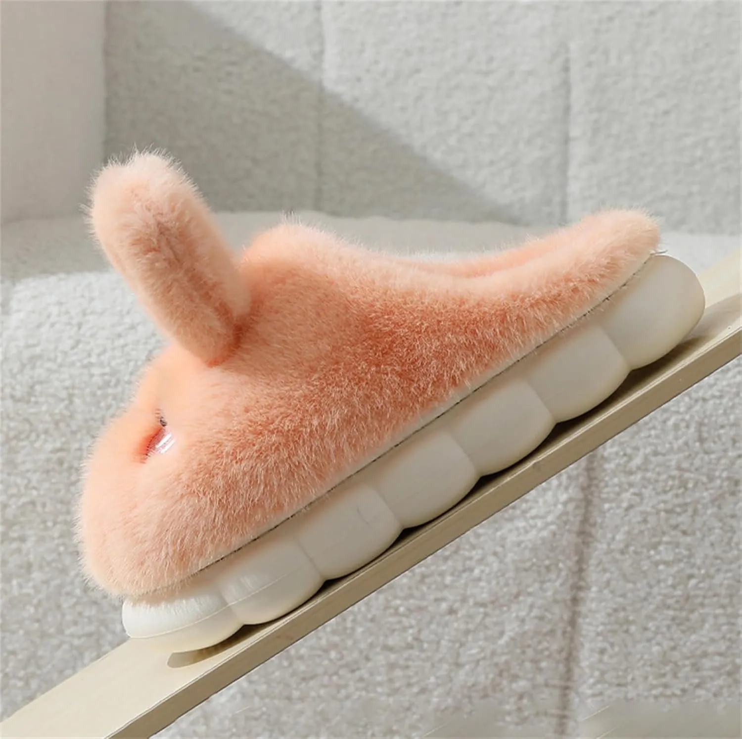 Women's & Men's Warm Plush Rabbit Slippers - Adult Cotton Indoor Non-Slip Home Thick Bottom Slippers for Winter Warmth