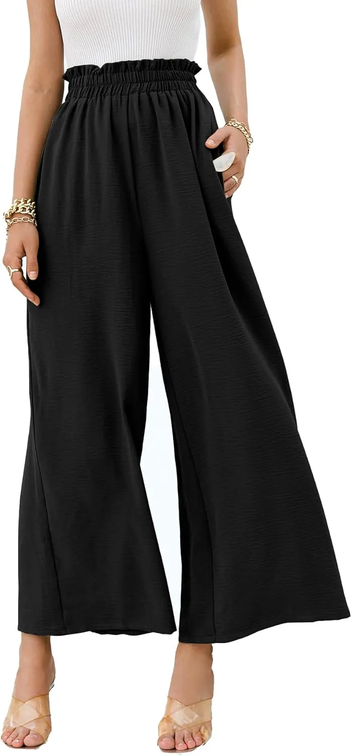 Women's Boho High Waisted Palazzo Pants Summer Beach Wide Leg Flowy Pants