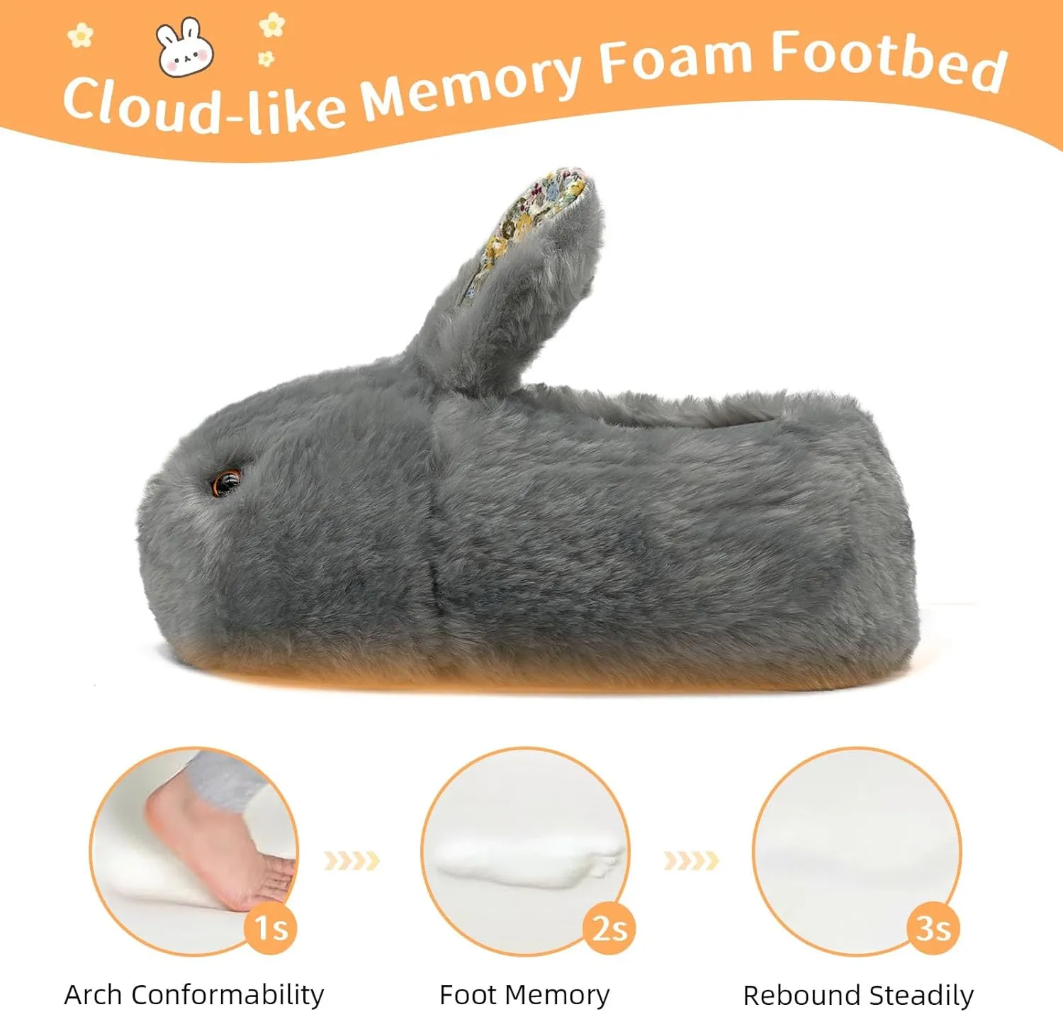 Womens Bunny Cute Animal Slippers Adult House Fuzzy Easter Rabbit Ladies Memory Foam Comfy Fluffy Indoor Outdoor Slippers